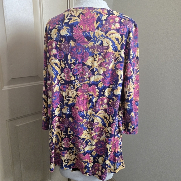 Peruvian Connection Floral Crew Neck half sleeve cotton tunic M - Picture 5 of 5